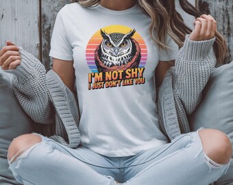 Camiseta con gráfico de búho sarcástico: camiseta con humor introvertido