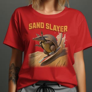 Armadillo Surfing Graphic T-Shirt, Beach Surf Lover Unique Design, Unisex Tee,  funny animal shirt