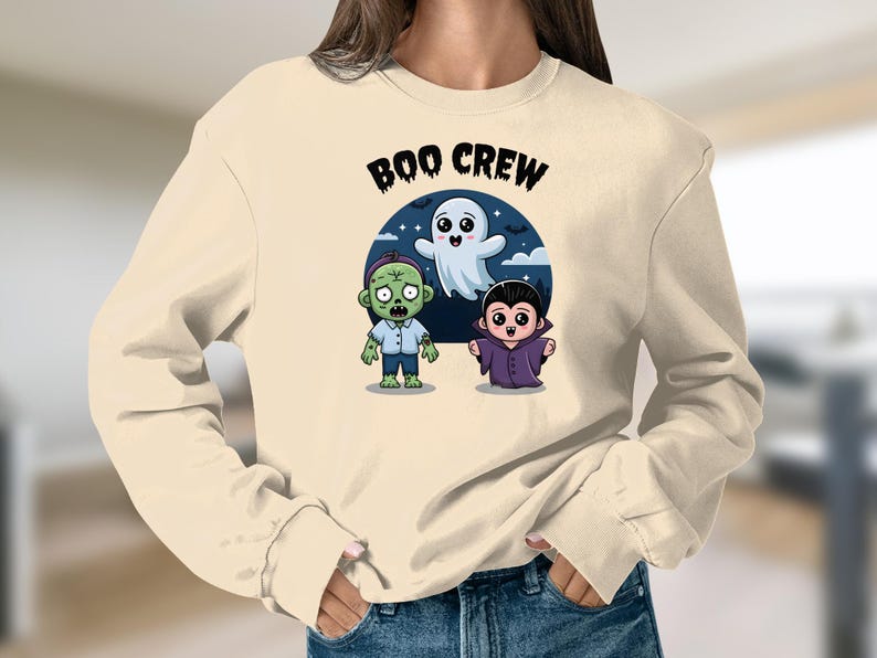 かわいいハロウィンTシャツ、ブークルーグラフィックTシャツ、楽しいゾンビゴーストヴァンパイアデザイン、子供に優しいハロウィンシャツ、不気味な季節のトップス 画像 6