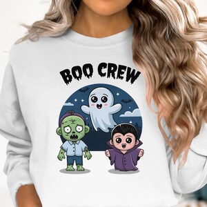 かわいいハロウィンTシャツ、ブークルーグラフィックTシャツ、楽しいゾンビゴーストヴァンパイアデザイン、子供に優しいハロウィンシャツ、不気味な季節のトップス 画像 2