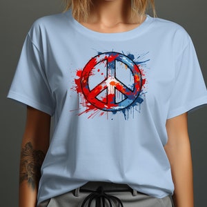 Splatter Art Peace Sign T-Shirt: Unisex Boho Festival Fashion