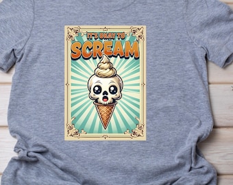 Cono de helado de calavera divertido PNG, está bien gritar Halloween clipart