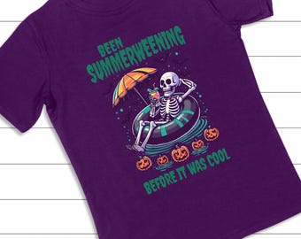Funny Skeleton Summerween PNG: Halloween Pool Float Sublimation Design (Digital Download)