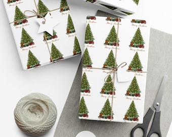Papel de embrulho para árvore de Natal festiva: papel de embrulho para festas