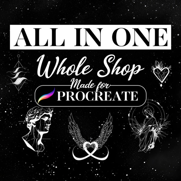 ALL IN ONE - Whole Shop - Procreate Tattoo Pinsel | Sofortdownload | Minimalistisch, Engel, Griechisch, Gothic und mehr! | Vorlage & Referenz