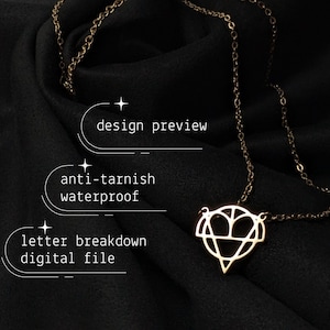 ANANKE Colar com logotipo e nome personalizado, caixa de presente + corrente + arquivo digital de detalhamento de letras. Melhor presente pessoal para todas as ocasiões.
