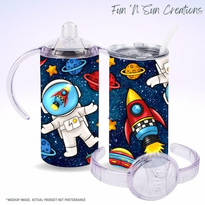 Space Astronaut Kids Tumbler: Stainless Steel Sippy Cup with Straw