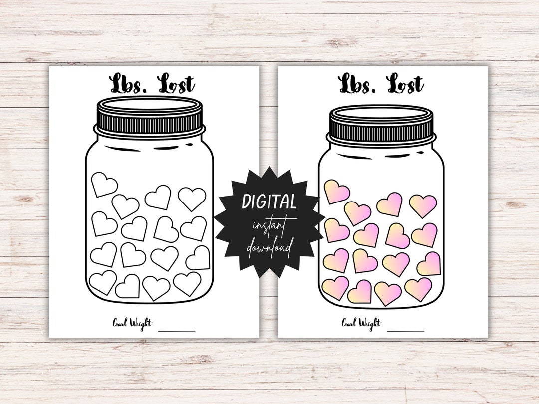 Lbs. Lost Mason Jar Printable Tracker, Mason Jar Pounds Lost Motivation ...