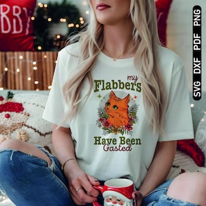 Funny Cat Shirt Design SVG: Vintage Retro &#39;My Flabbers Have Been Gasted&#39; (Digital Download
