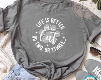 La vida es mejor con un gato (svg, png, ai, eps) (Descarga digital)