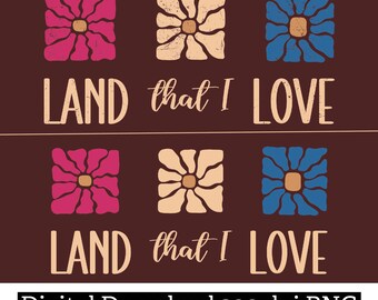 Retro 4. Juli PNG: Boho Blumen USA Design (Digital Download