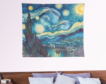 Vincent Van Gogh Tapestry, Vincent Van Gogh Art, Starry Night by Vincent Van Gogh, Indoor Wall Tapestry, Art Tapestry, Wall Art, Home Decor