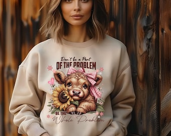 Sudadera de vaca, camisa de vaca, sudadera cómoda de cuello redondo estilo western, suéter de vaca, ropa western cómoda, regalos para amantes de las vacas, lindo suéter de vaca