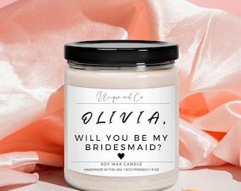 Custom Bridesmaid Gift Personalized Bridesmaids Gift Will You Be My Bridesmaid Proposal Gifts Bridal Party Gifts Candle Bridesmaid Proposal