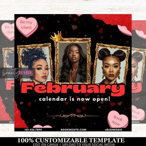 February bookings, vday flyer, Valentine&#39;s Day flyer, canvas flyer, premade flyers, beauty flyers, vday specials, customizable flyers, diy