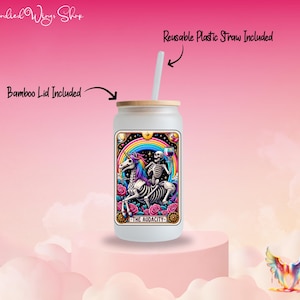 Taza de Vidrio con Carta de Tarot Gótica Taza de Café de Estética Oscura Taza Mística Gótica Vaso de Tarot Único Taza Gótica de Bruja