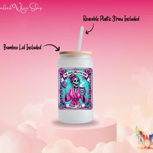 Taza de Vidrio con Carta de Tarot Gótica Taza de Café de Estética Oscura Taza Mística Gótica Vaso de Tarot Único Taza Gótica de Bruja