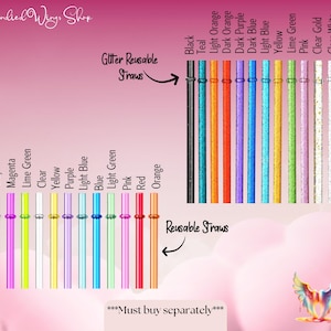 Glitter 20oz Skinny Tumbler Reusable Straw 10.5&quot; Long Tritan Hard Plastic Straws Colors Translucent