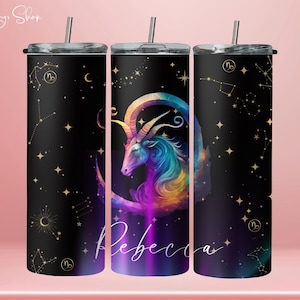 20 oz Personalized Zodiac Tumbler – Custom Astrology Cup with Name & Constellation – Celestial Horoscope Gift for Her