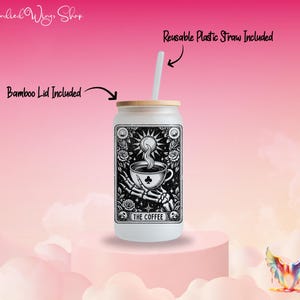 Taza de Vidrio con Carta de Tarot Gótica Taza de Café de Estética Oscura Taza Mística Gótica Vaso de Tarot Único Taza Gótica de Bruja