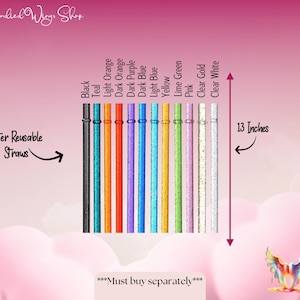 Glitter 40oz 30oz Tumbler Reusable Straw 12.5&quot; Long Tritan Hard Plastic Straws Colors Translucent