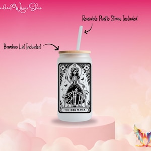 Taza de Vidrio con Carta de Tarot Gótica Taza de Café de Estética Oscura Taza Mística Gótica Vaso de Tarot Único Taza Gótica de Bruja