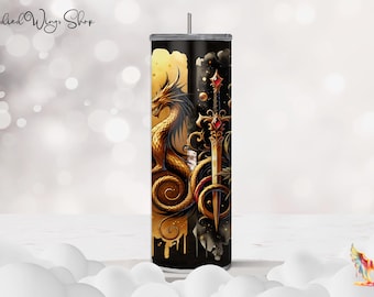 20oz Book Dragon Tumbler, Epic Fantasy Book Lover Gift, Dragon Drinkware, 20oz Cup for Readers, Book Lover Cup, Dark Romance Reader Gift,