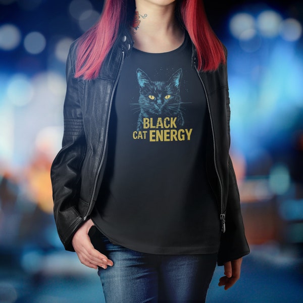 Shadow Charisma: Black Cat Energy Unisex Jersey Short Sleeve Tee