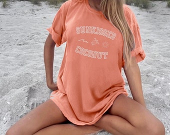 Sunkissed Coconut Comfort Colors Shirt: Beach Babe Tee