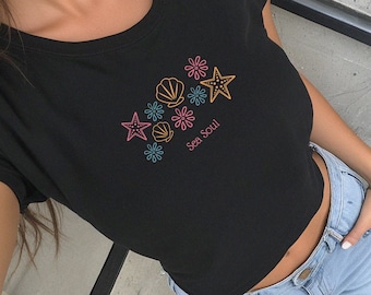 Seashell Baby Tee Sea Shell Oyster Hawaii Coquette Shirt Clean Coconut Mermaidcore Beachy Sirencore Cinnamon Vanilla Girl Y2k Babytee