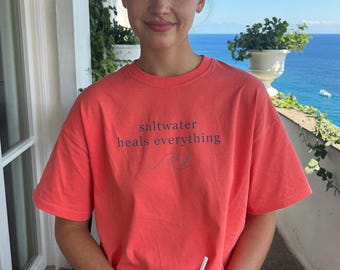 Saltwater Heals Everything Shirt, Comfort Colors Tee, Beach Lover Gift, Summer Vacation Ocean Tshirt, Trendy Coastal Vintage Beach Tee