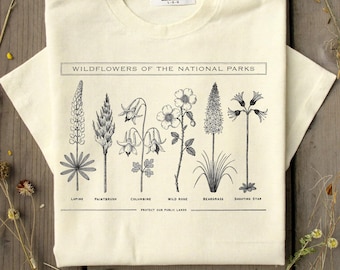 Wildflowers of the National Parks Shirt, Comfort Colors Botanical Tee, Lupine Paintbrush Columbine, Hiking Camping Nature Lover Gift
