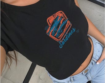 Sardines Tin Fish 90s Baby Tee For Women Trendy Crop Top Shirt Summer Coastal Grandma Fisherman Y2k Ocean Aesthetic Shirt