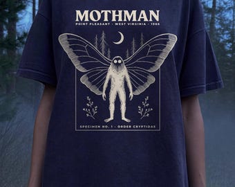 Mothman Shirt, Comfort Colors Cryptid Tee, Vintage Naturalist Plate, Cryptidcore Folk Horror Gift, Point Pleasant West Virginia Tshirt