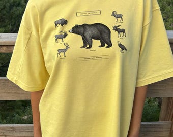Respect The Locals Shirt, Comfort Colors National Park Wildlife Tee, Vintage Bear Bison Elk Engraving, Hiking Camping Gift for Nature Lover