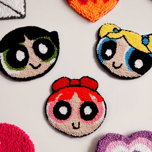 Cartoon Punch Needle Coaster: Handmade Cotton Mug Rug