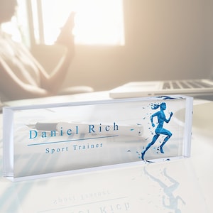 Female Athlete Desk Name Plate, Sports Trainer Desk Name Plate, Acrylic Name Plate, Personalized Sign, Gifts for Women, Gift for Athlete