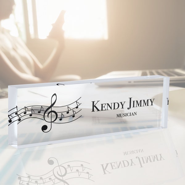 Musician Desk Name Plate, Music Teacher Name Plate, Personalized Sign, Office Decor, Music Teacher Sign, Gift for Musician, Graduation Gift