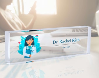 Doctor Desk Name Plate, Clinic Name Plate, Personalized Sign, Desk Plaque, Graduation Gift, Handmade Gift, Gift for Doctors, Gift for Her