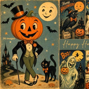 Vintage Halloween Images, Halloween Illustrations, Happy Halloween (Digital Download)