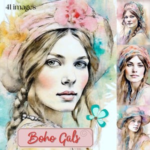 Hippies Junk Journal Images, Hippie Images, Hippie Printable Images, Hippies Scrapbook, Hippies Digital Download, Boho images  - Boho Gals