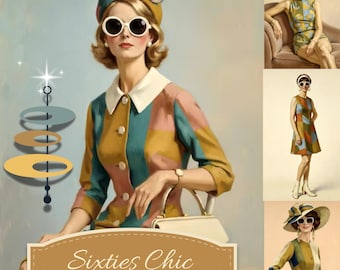 1960s Fashion Art Images, Vintage Chic Scrapbook Journal (Digital Download)
