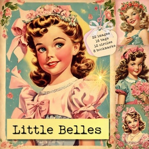 Vintage Children Images, Little Girls Junk Journal, Vintage Children Digital Art, Children Graphics, Children Scrapbook - Little Belles