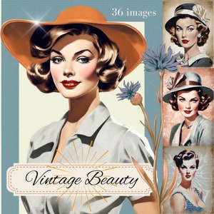 Image de beauté vintage, numérique de beauté vintage, journal indésirable de beauté vintage, album de beauté vintage, graphique de beauté vintage - beauté vintage