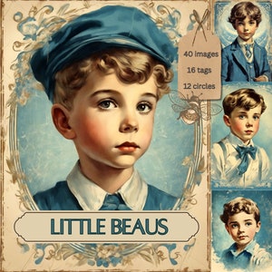 Vintage Children Images, Little Boys Junk Journal, Vintage Children Digital Art, Children Graphics, Children Scrapbook - Little Beaus
