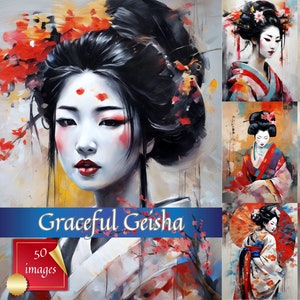 Images de Geisha Junk Journal, Images de Geisha, Images imprimables de Geisha, album de Geisha, téléchargement numérique de Geisha / Graceful Geisha