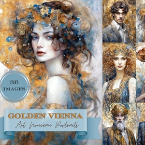 Art Nouveau Junk Journal, Art Nouveau scrapbook, Art Nouveau digital, Art Nouveau images, Art Nouveau graphics - Golden Vienna Art Nouveau
