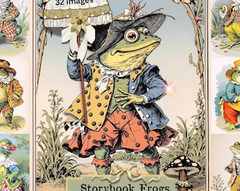 Images imprimables de livre de contes de grenouilles, illustration vintage (téléchargement numérique)