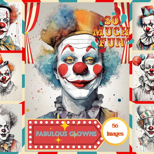 Images de la malbouffe de clowns, Images de clowns, Art numérique de clown, Images imprimables de clowns, Éléments de scrapbooking clowns - Fabulous Clowns