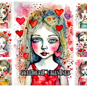 Valentines, children’s valentines, valentine cards, girl cards, kid’s valentines, girl valentines - Sweetheart Valentines